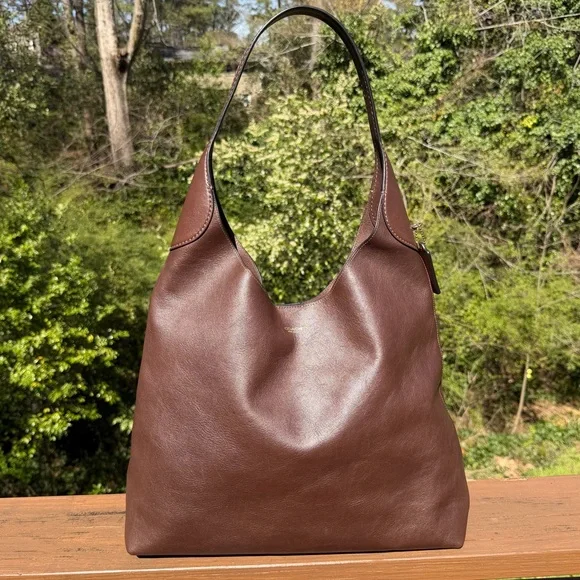 Coach Brooklyn Shoulder Bag 39 Maple Brown Brass XL Leather Shoulder Bag CU044 - Picture 15 of 16